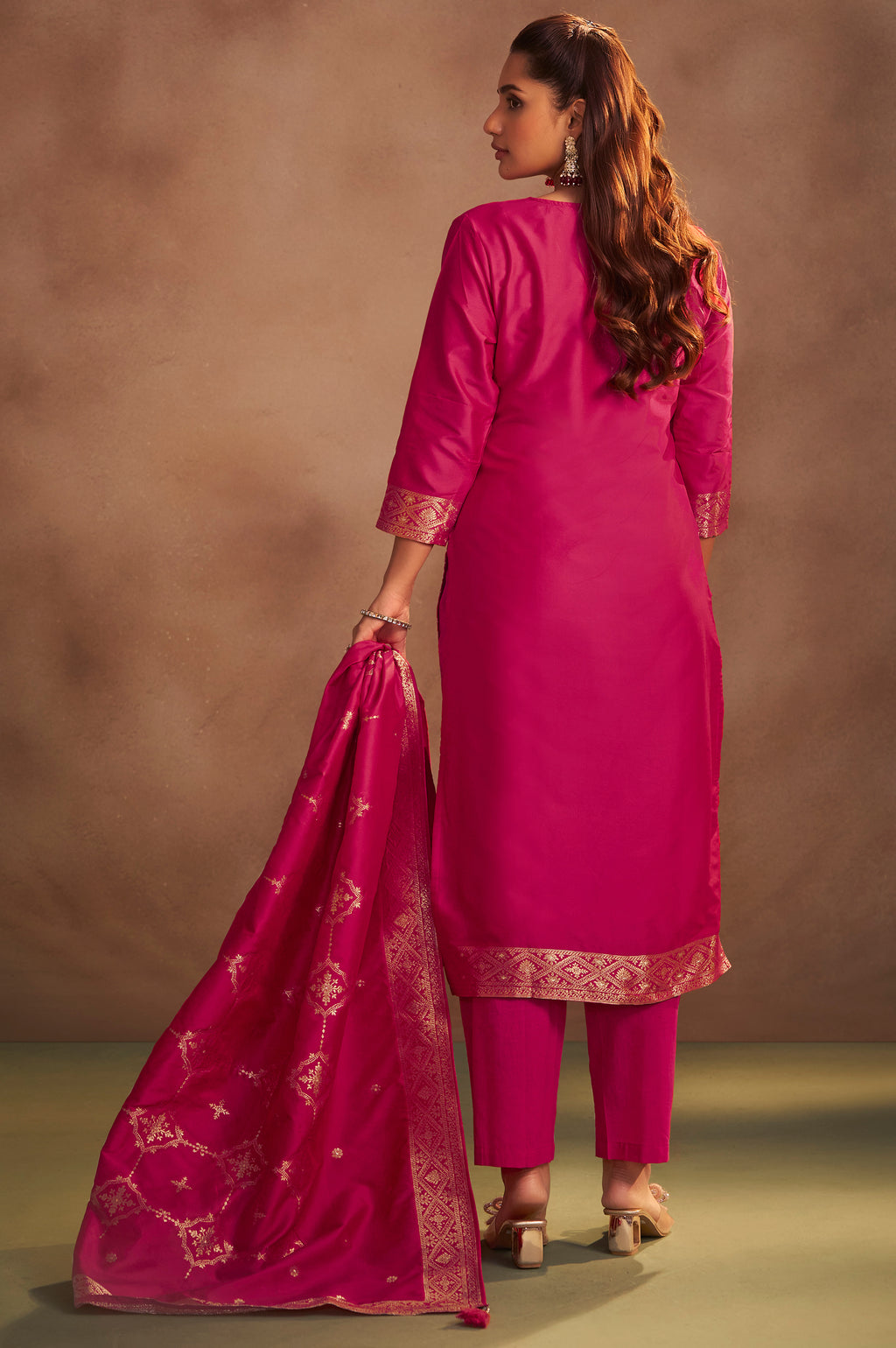 Rani Jacquard Art Silk Straight Kurta Set