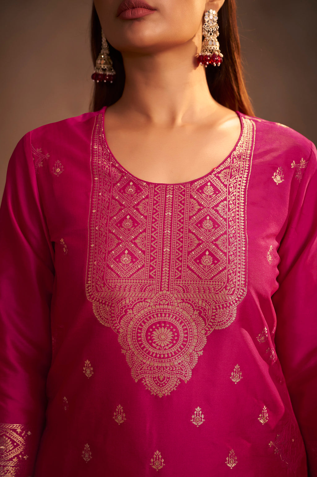 Rani Jacquard Art Silk Straight Kurta Set