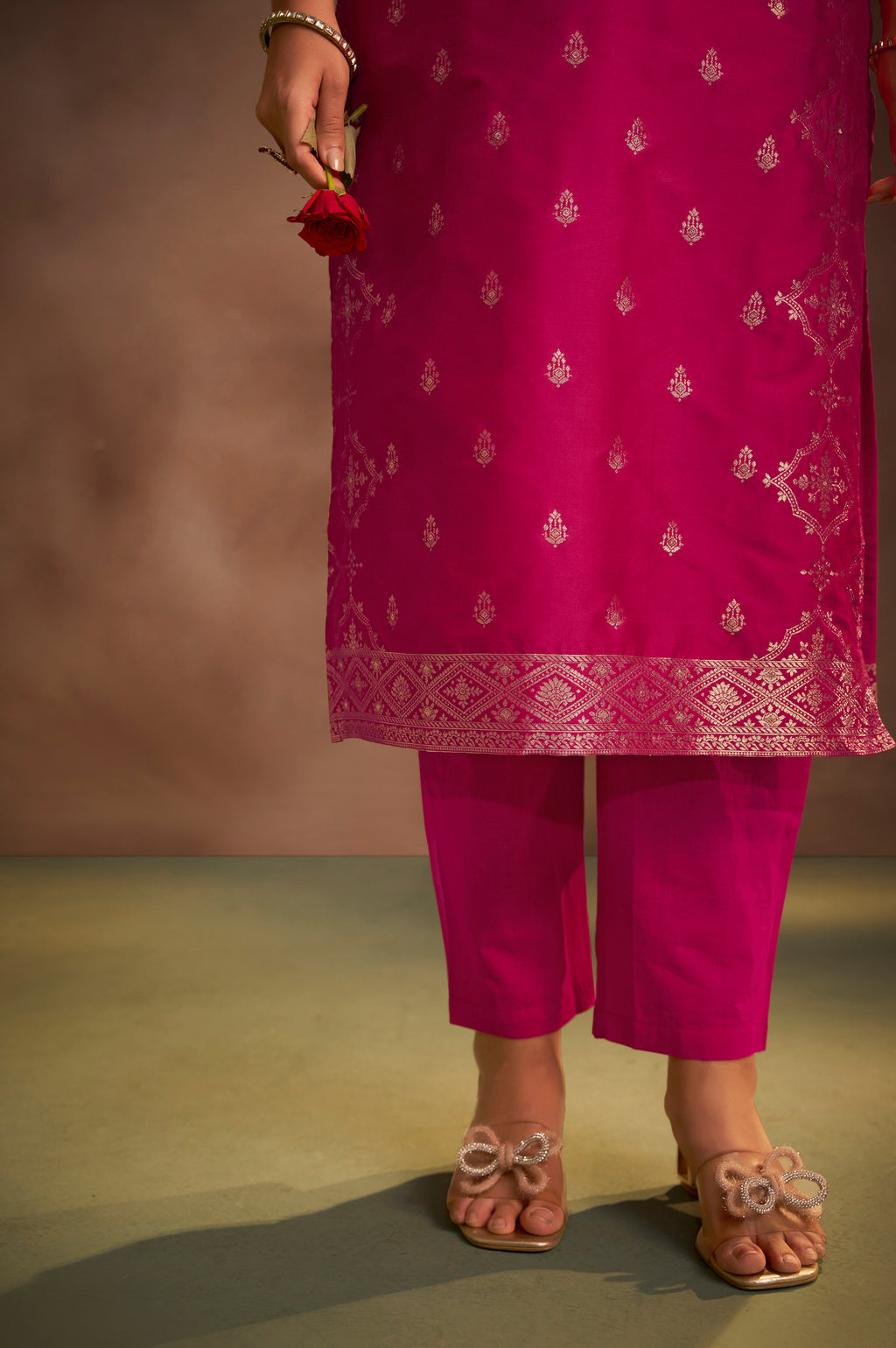Rani Jacquard Art Silk Straight Kurta Set