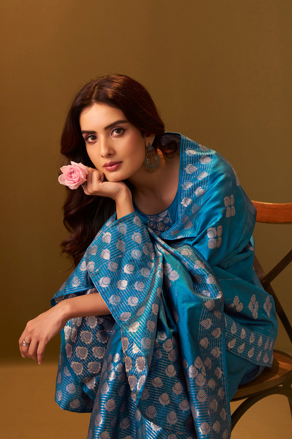 Turquoise Blue Art Silk Jacquard Kurta Set