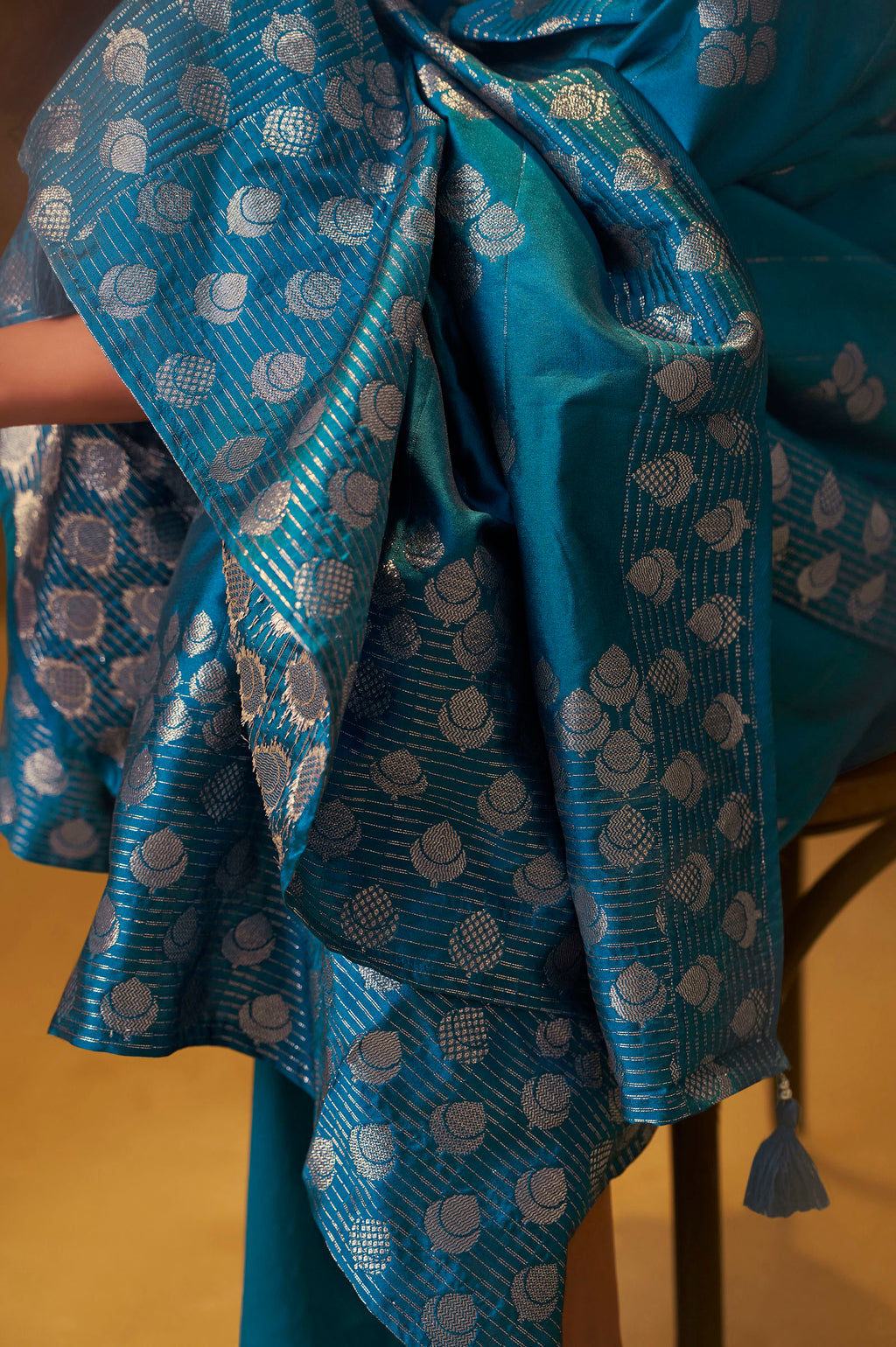 Turquoise Blue Art Silk Jacquard Kurta Set