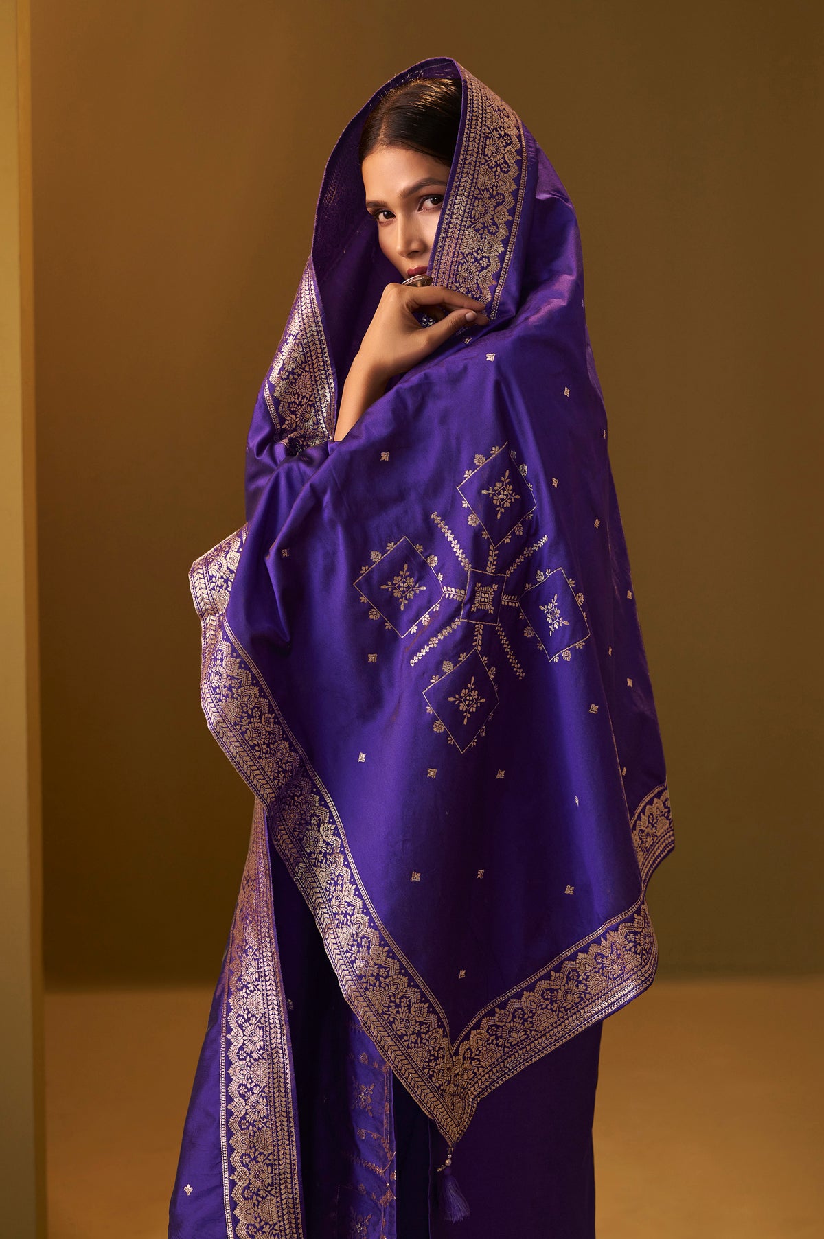 Navy Blue Jacquard Art Silk Straight Kurta Set