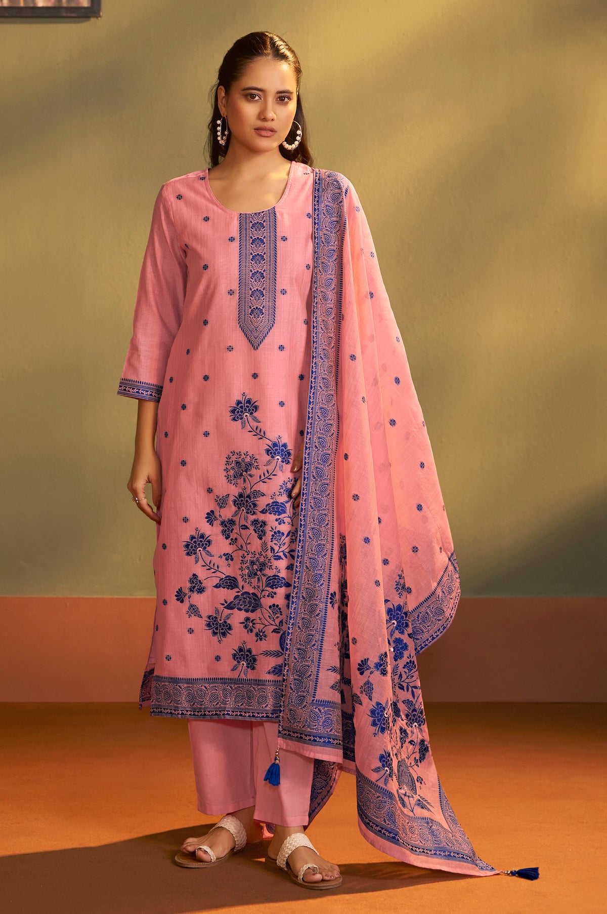 Pink Jacquard Art Silk Kurta
