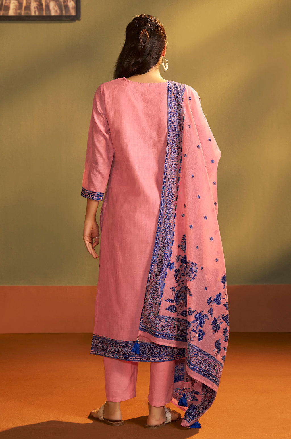 Pink Jacquard Art Silk Kurta