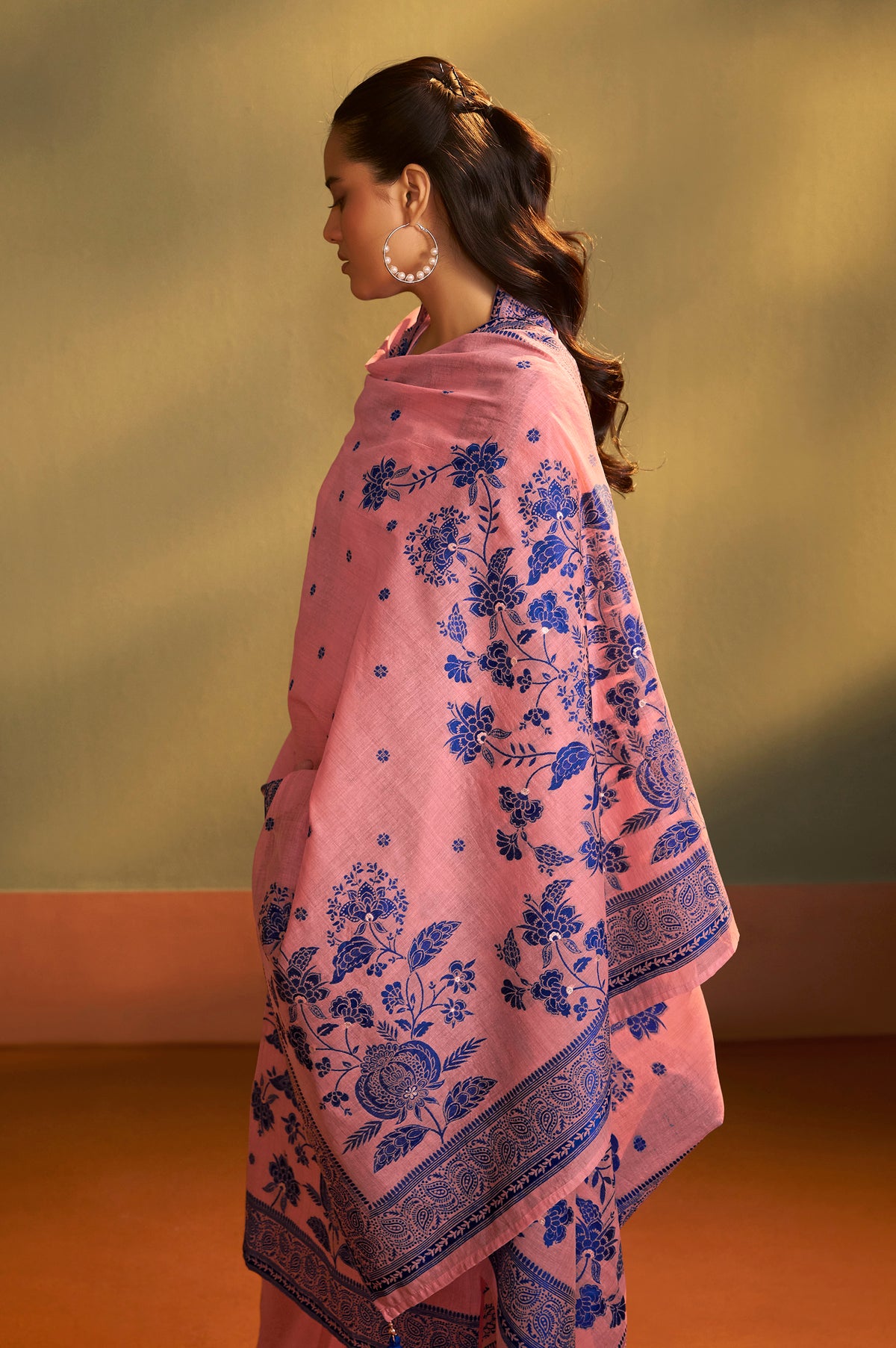 Pink Jacquard Art Silk Kurta