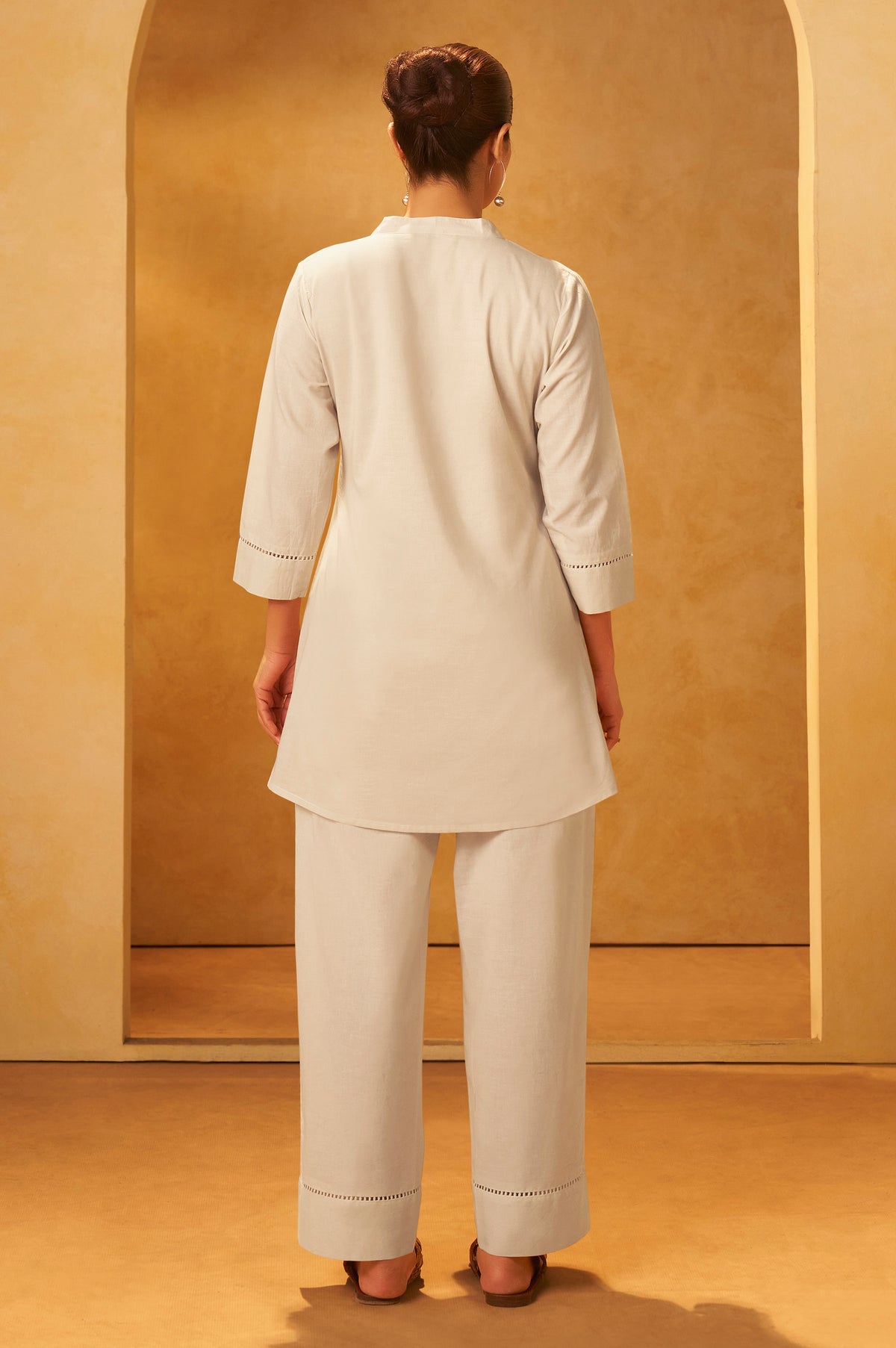 Yellow Pure Cotton Embroidered Straight Kurta Co-Ord Set