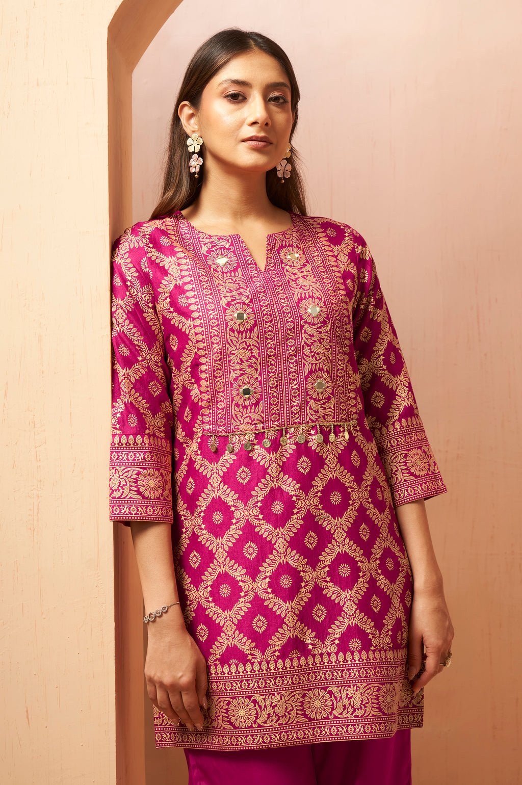 Rama Green Foil Printed Vichitra Silk Co-Ord Set