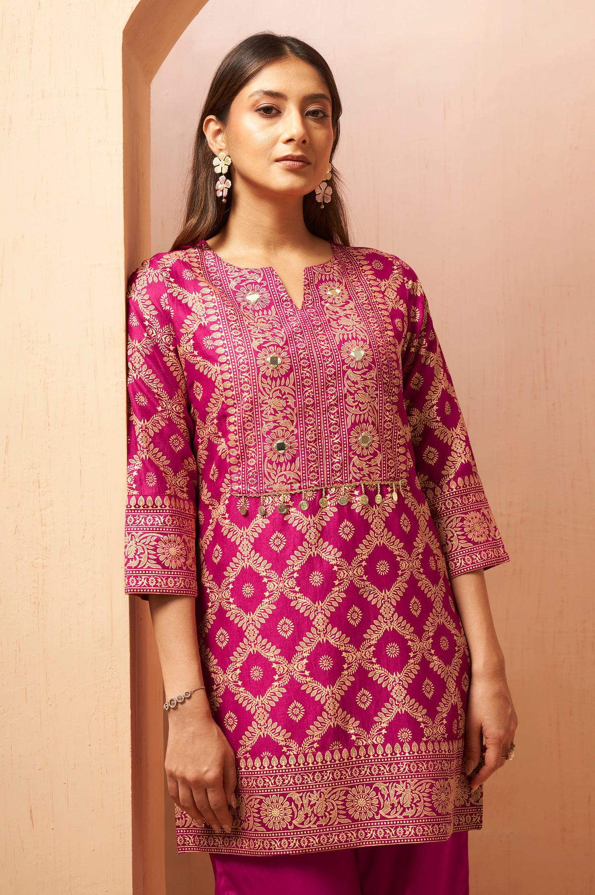 Rama Green Foil Printed Vichitra Silk Co-Ord Set