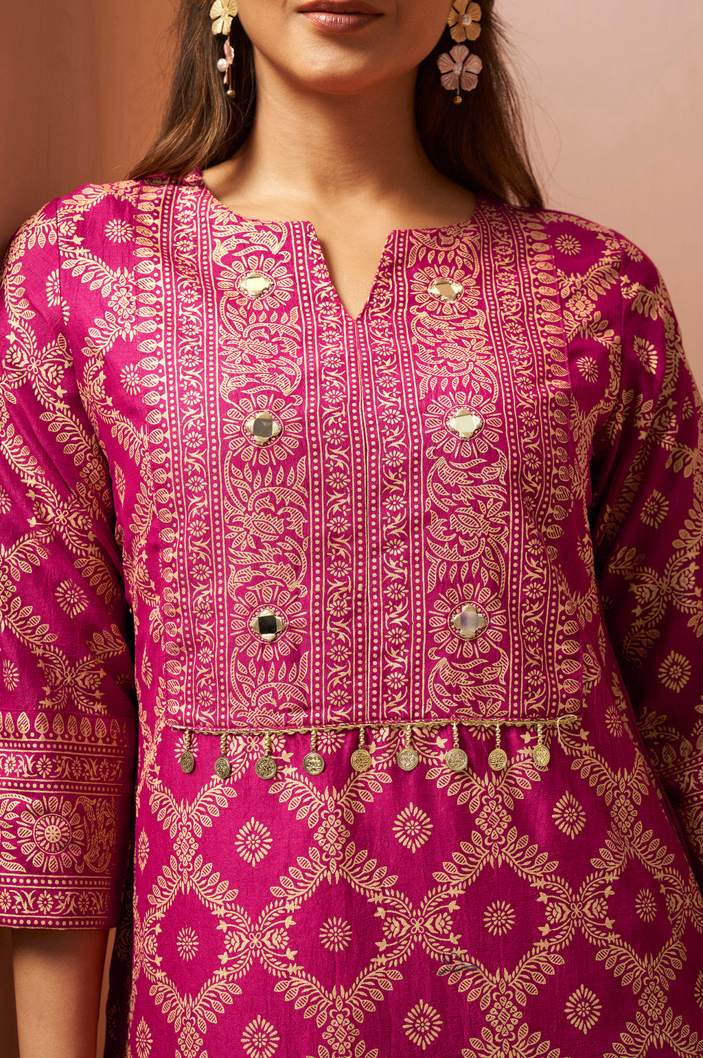 Rama Green Foil Printed Vichitra Silk Co-Ord Set
