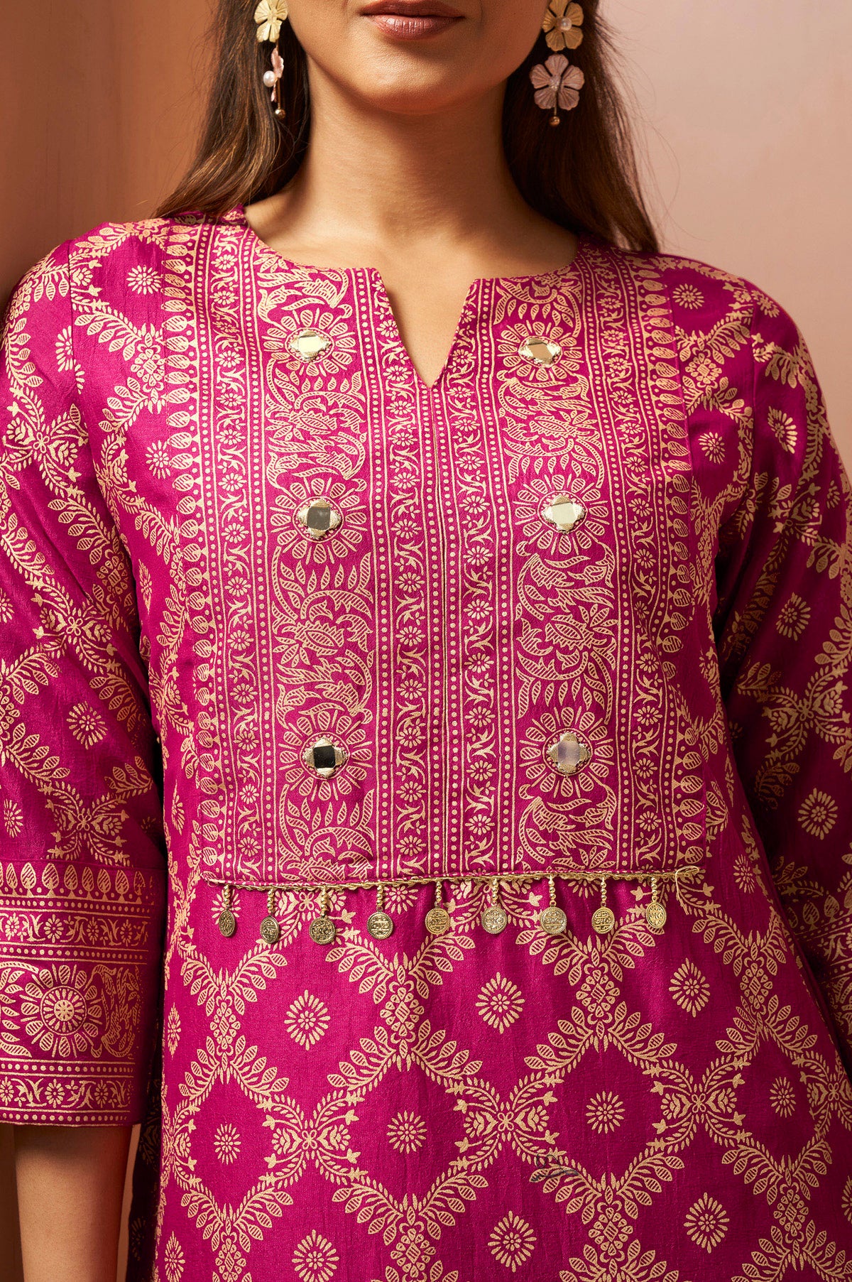 Rama Green Foil Printed Vichitra Silk Co-Ord Set