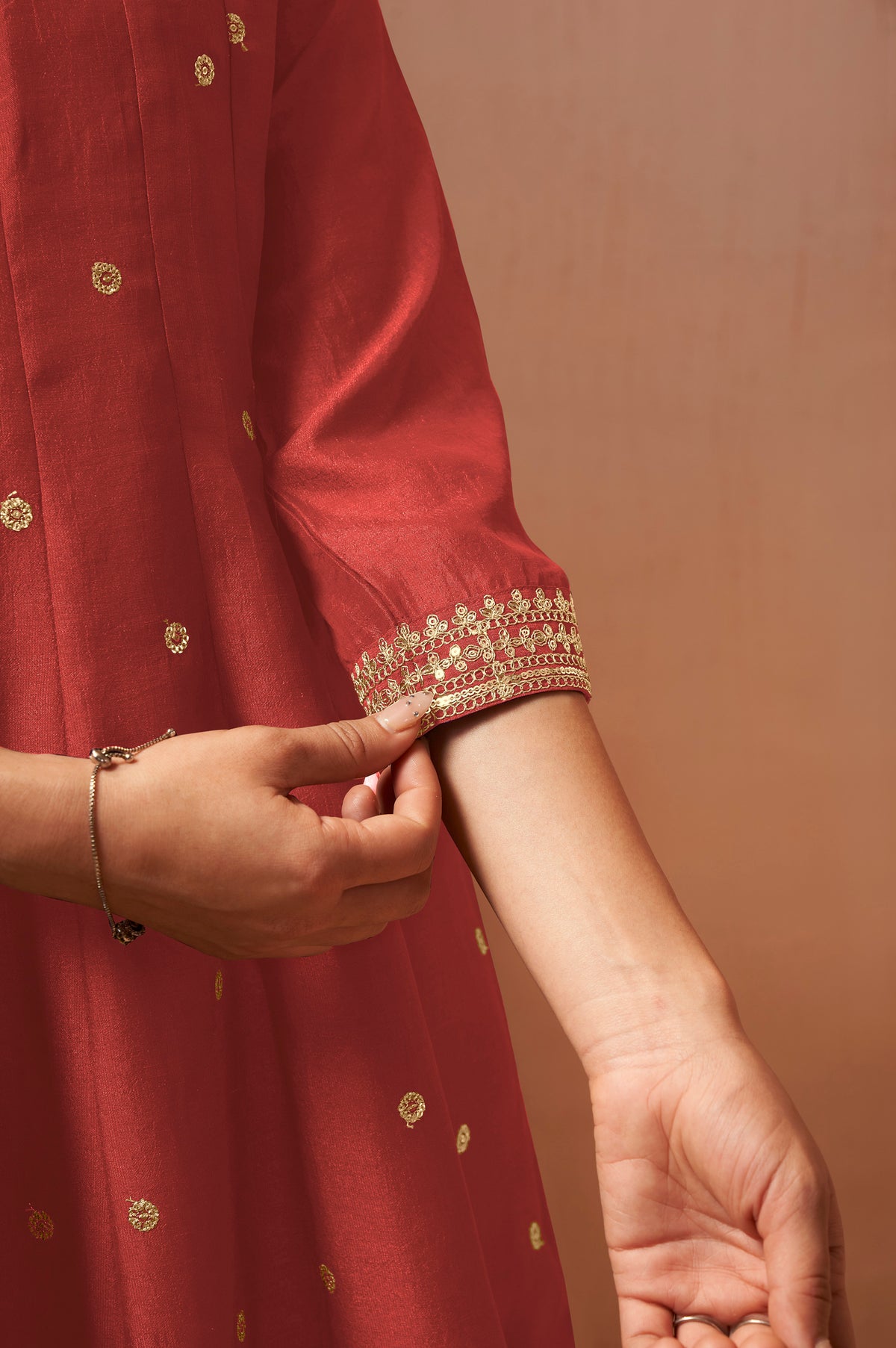 Purple Embroidered Vichitra Silk Kurta Set