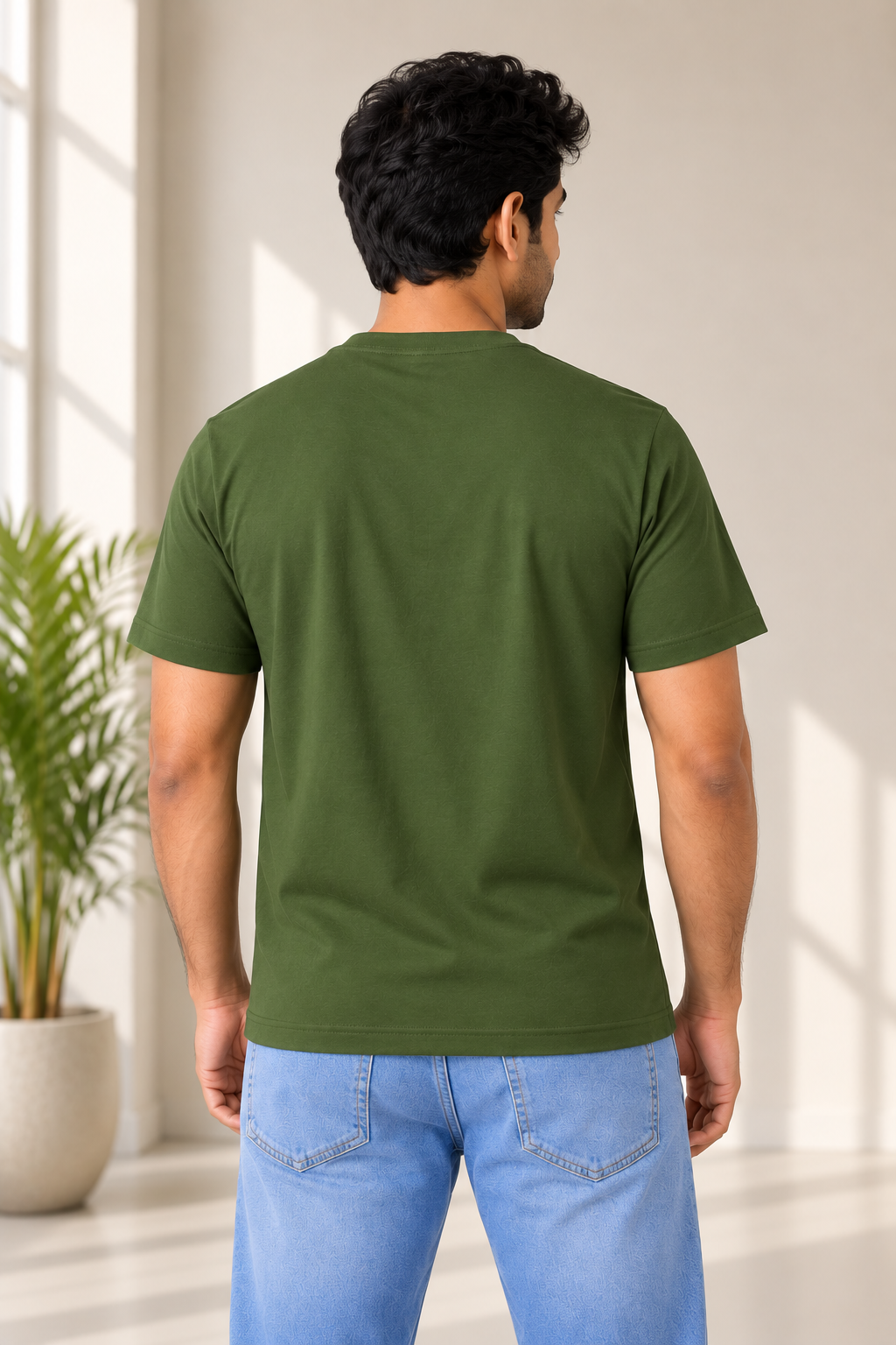 Men's Army Green 100% Cotton T-Shirt | 180 GSM Premium Regular Fit