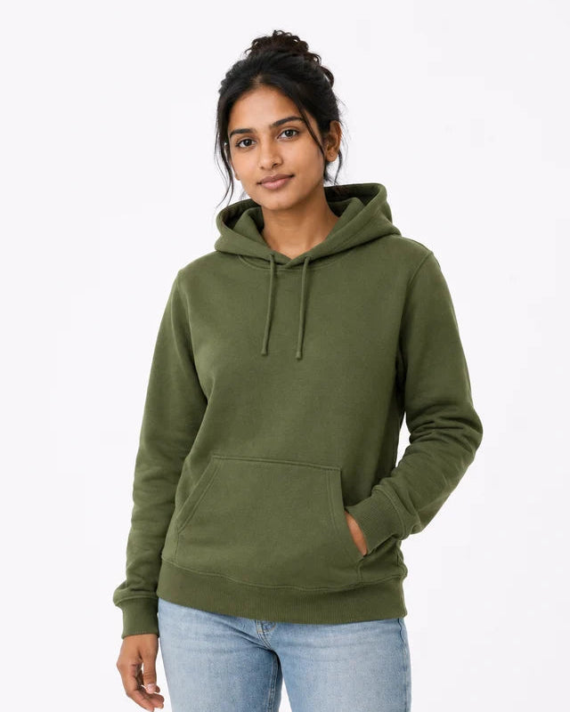 Women's army green premium cotton hoodie – casual hoodie for women – 365BC