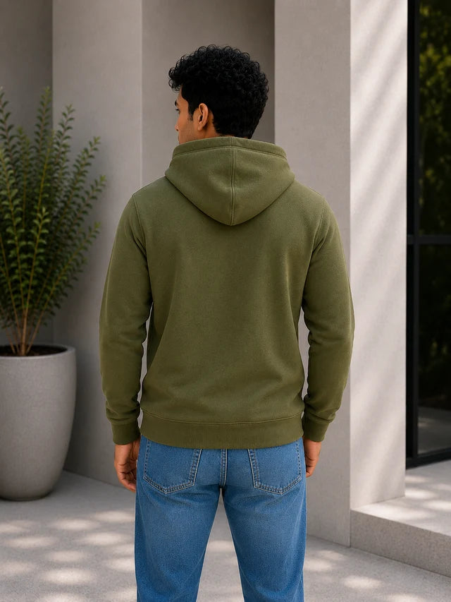 Men's Premium Cotton Hoodie – Army Green | Trendy Hoodie for Men