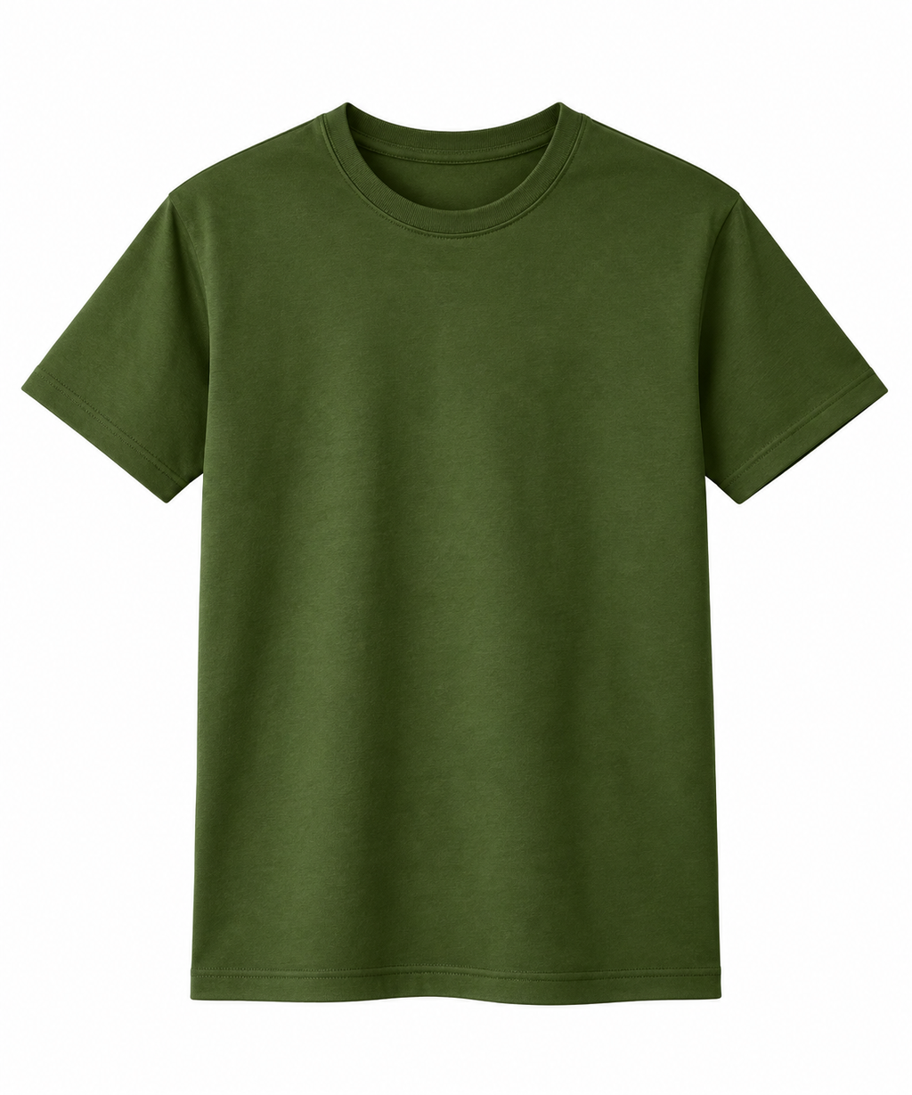 Men's Army Green 100% Cotton T-Shirt | 180 GSM Premium Regular Fit