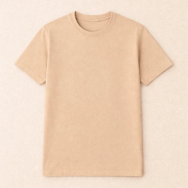 Women's 100% Cotton T-Shirt – Beige | Bio-Washed Soft Tee