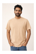 Men's beige 100% cotton 180 GSM regular fit T-shirt by 365BC