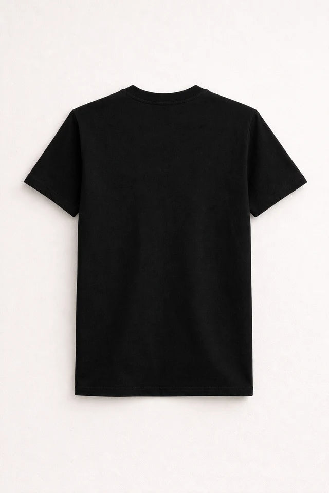 Men's Black 100% Cotton T-Shirt | 180 GSM Premium Regular Fit
