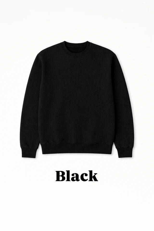 Men's Premium Cotton Crewneck Sweatshirt – Black | Soft Winter Wear