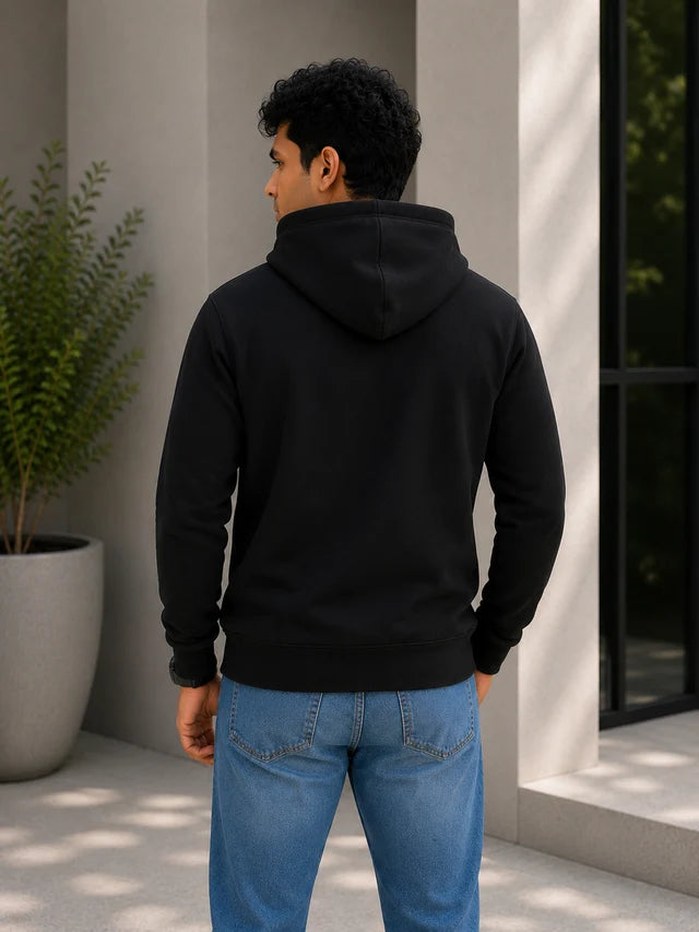 Men's Premium Cotton Hoodie – Black | Soft Winter Hoodie for Men