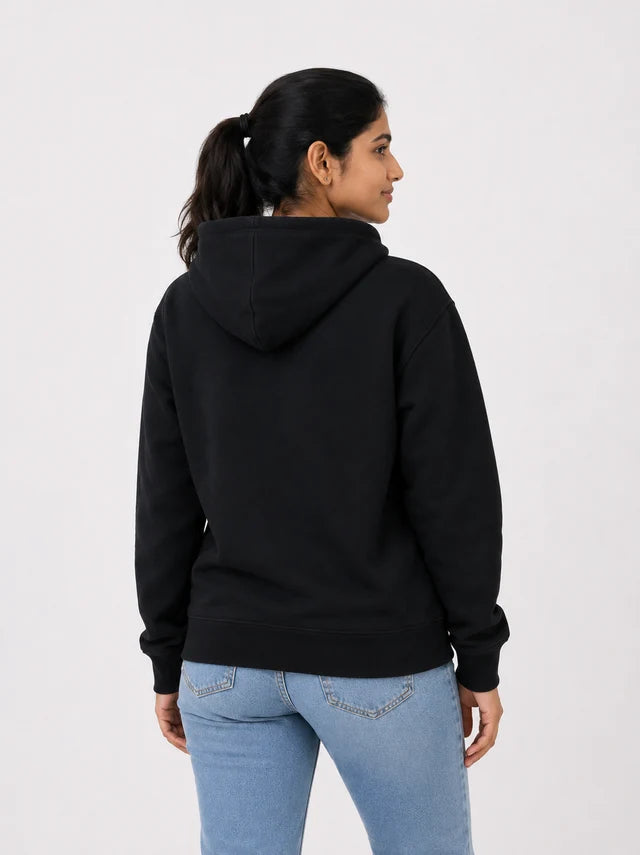 Women's Premium Cotton Hoodie – Black | Soft Winter Wear for Women
