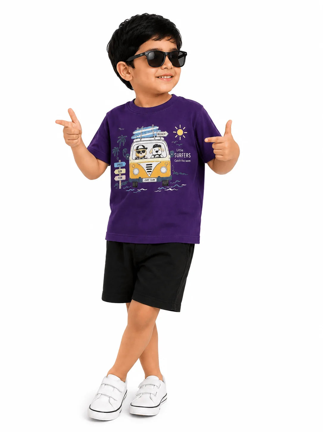 Purple Little Surfers Co-Ord Set for Boys