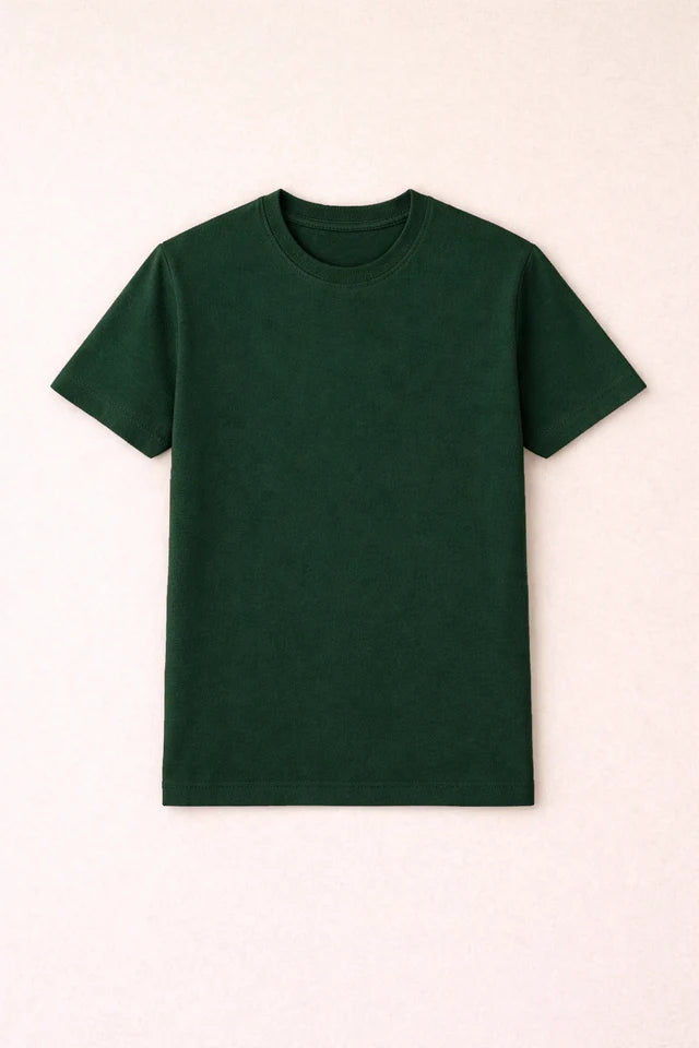 Men's Bottle Green 100% Cotton T-Shirt | 180 GSM Premium Regular Fit