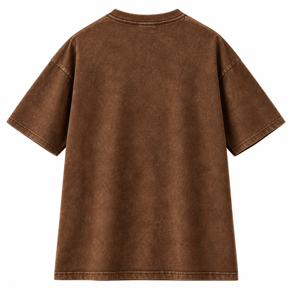 Men's Red Acid Wash 240 GSM 100% Cotton French Terry Oversized T-Shirt