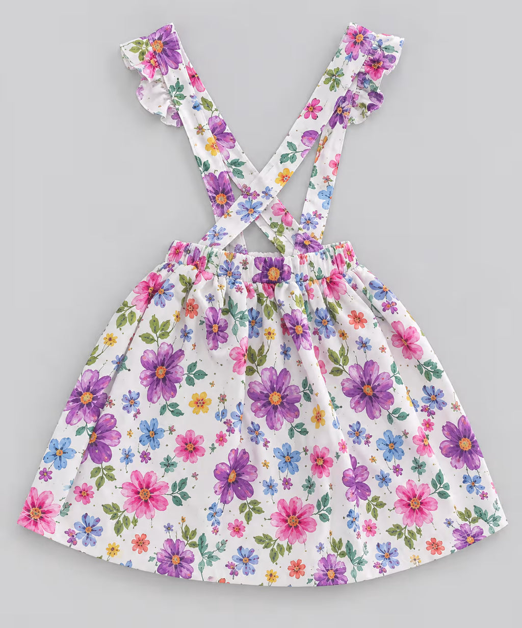 Lavender Floral Suspender Dress Set for Girls