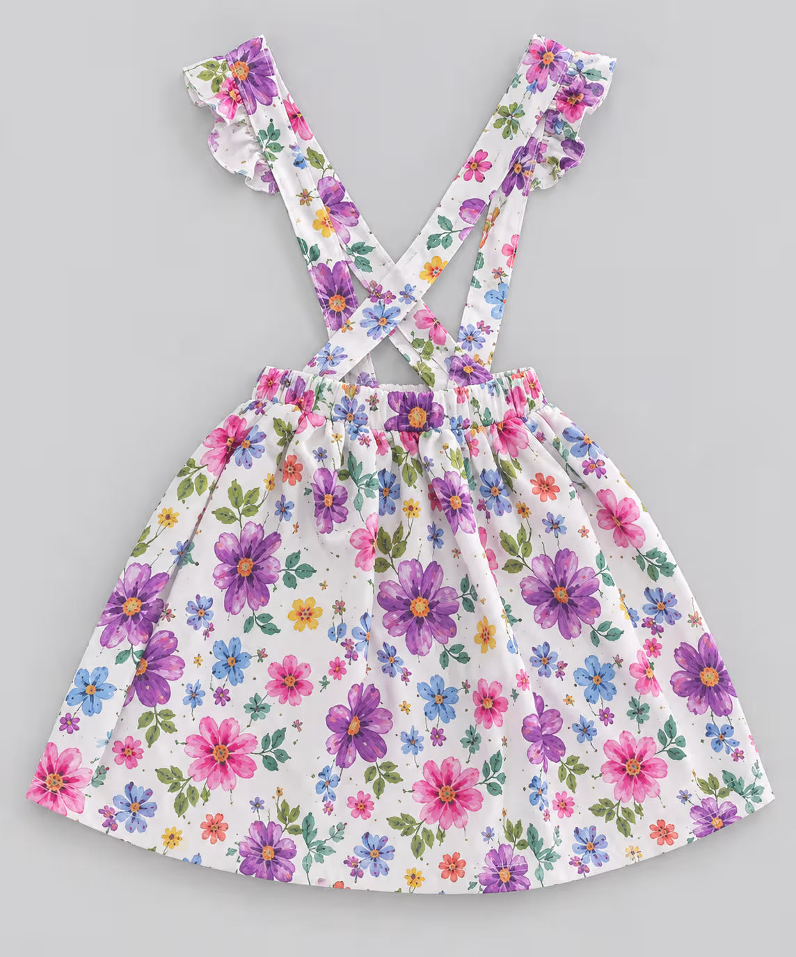 Lavender Floral Suspender Dress Set for Girls