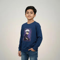 Boys navy blue anime printed full sleeve t-shirt