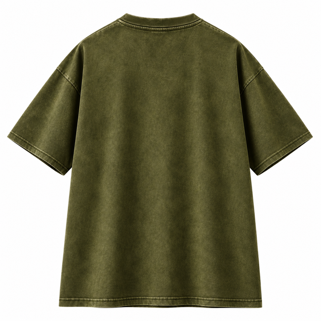Men's Red Acid Wash 240 GSM 100% Cotton French Terry Oversized T-Shirt