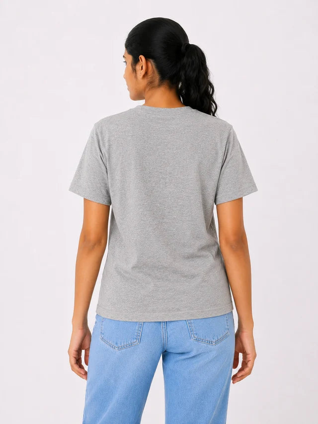 Women's 100% Cotton T-Shirt – Grey | Bio-Washed Breathable Tee