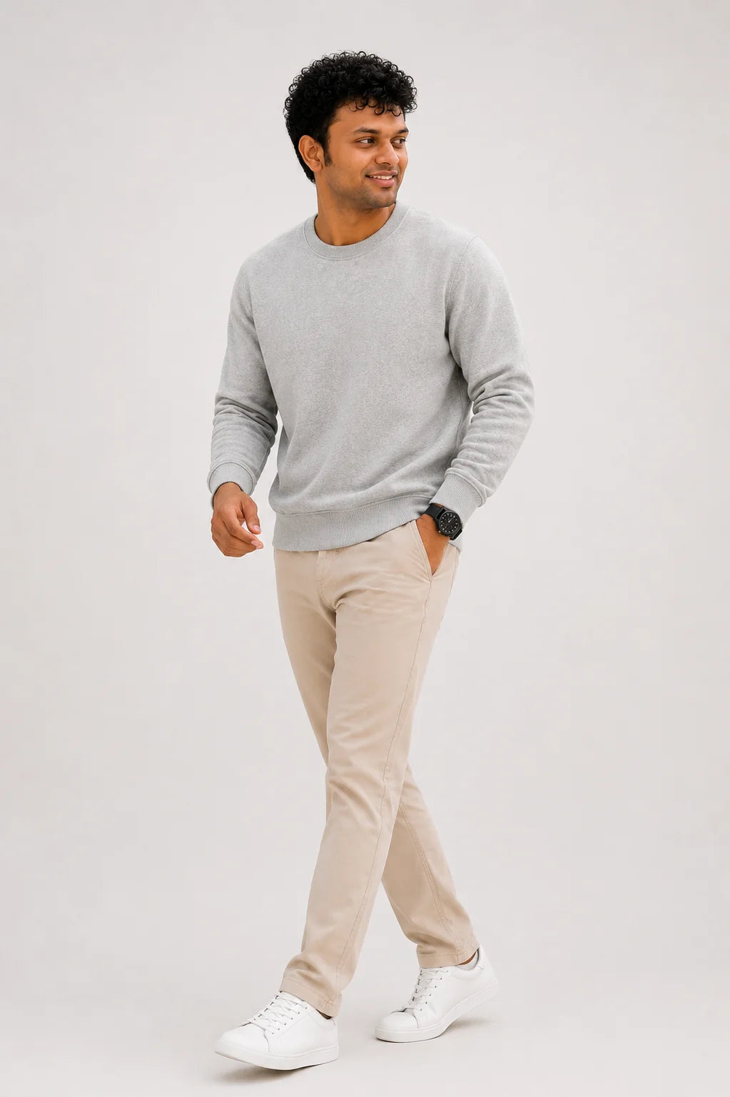 Men's Premium Cotton Crewneck Sweatshirt – Grey | Casual Sweatshirt for Men