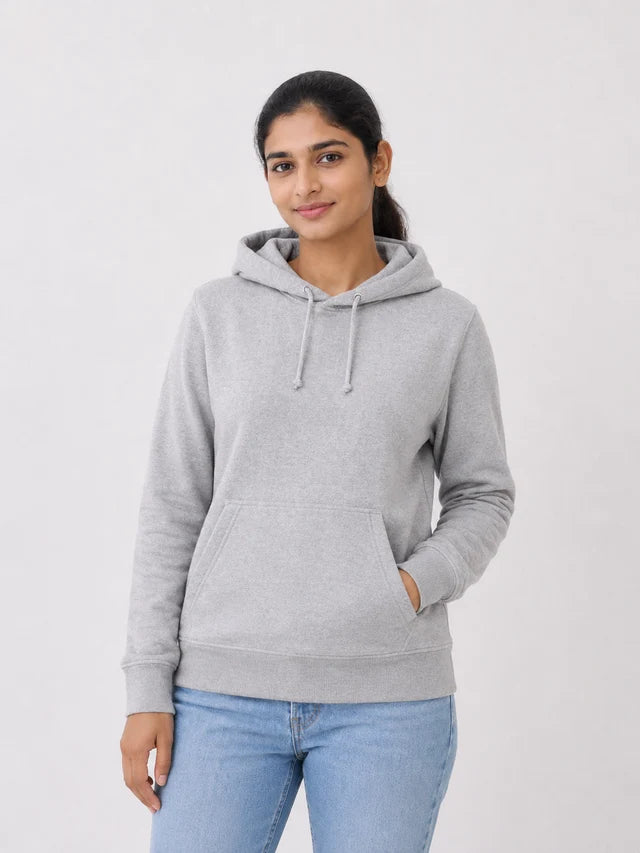 Women's Premium Cotton Hoodie – Grey | Cozy Casual Hoodie for Women