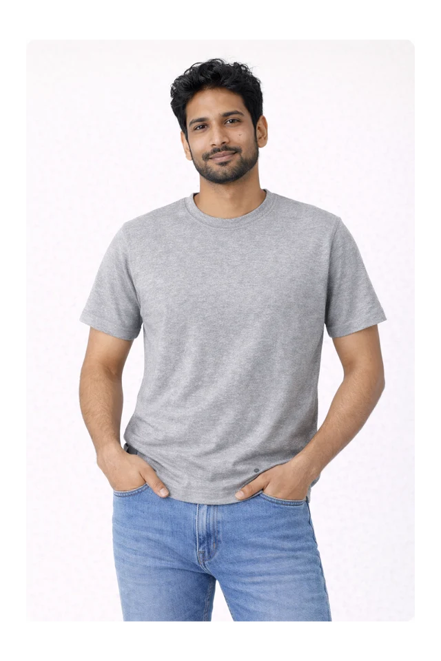 Men's grey 100% cotton 180 GSM regular fit T-shirt by 365BC