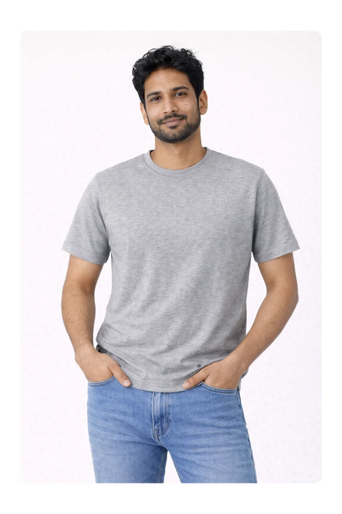 Men's grey 100% cotton 180 GSM regular fit T-shirt by 365BC