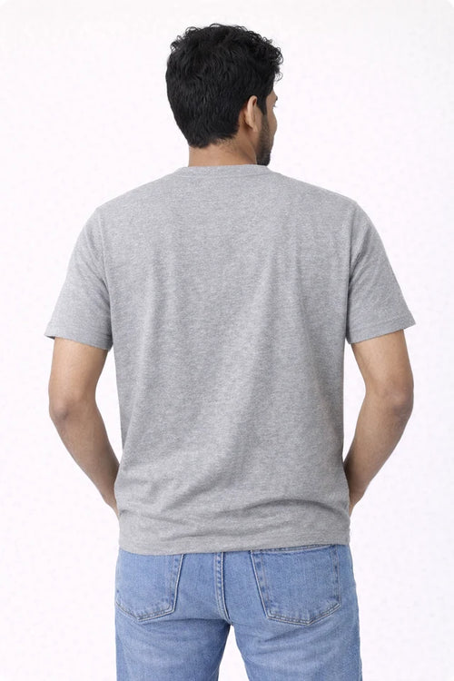 Men's Grey 100% Cotton T-Shirt | 180 GSM Premium Regular Fit
