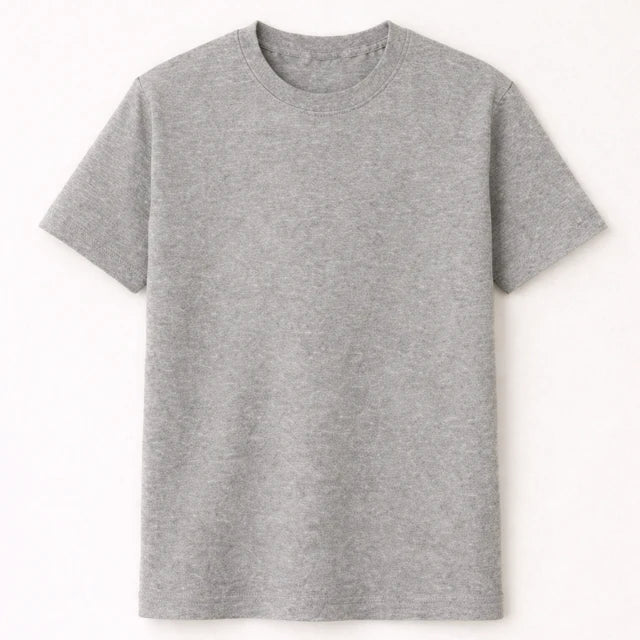 Men's Grey 100% Cotton T-Shirt | 180 GSM Premium Regular Fit