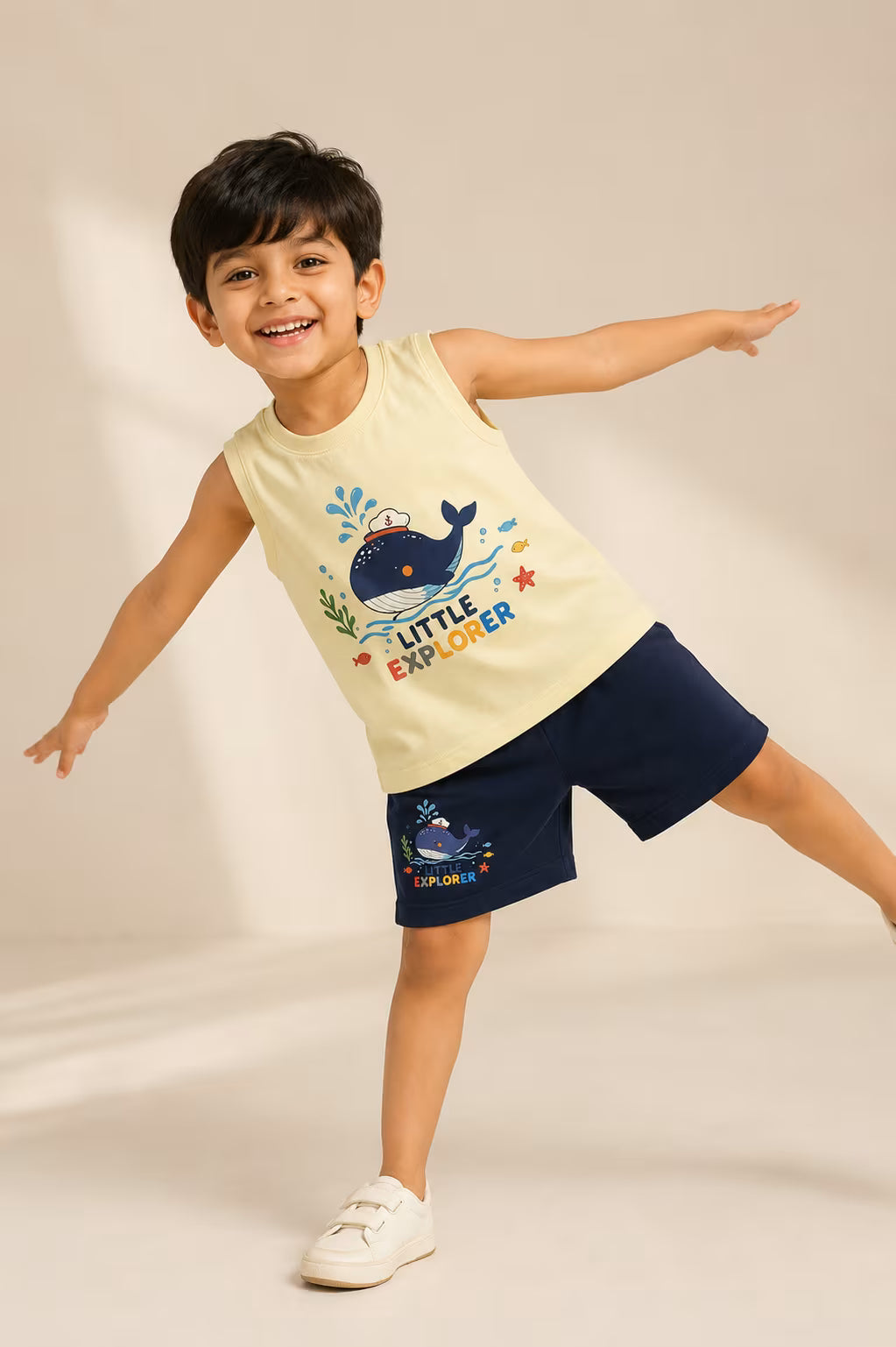 Little Explorer Whale Printed Co-Ord Set for Boys
