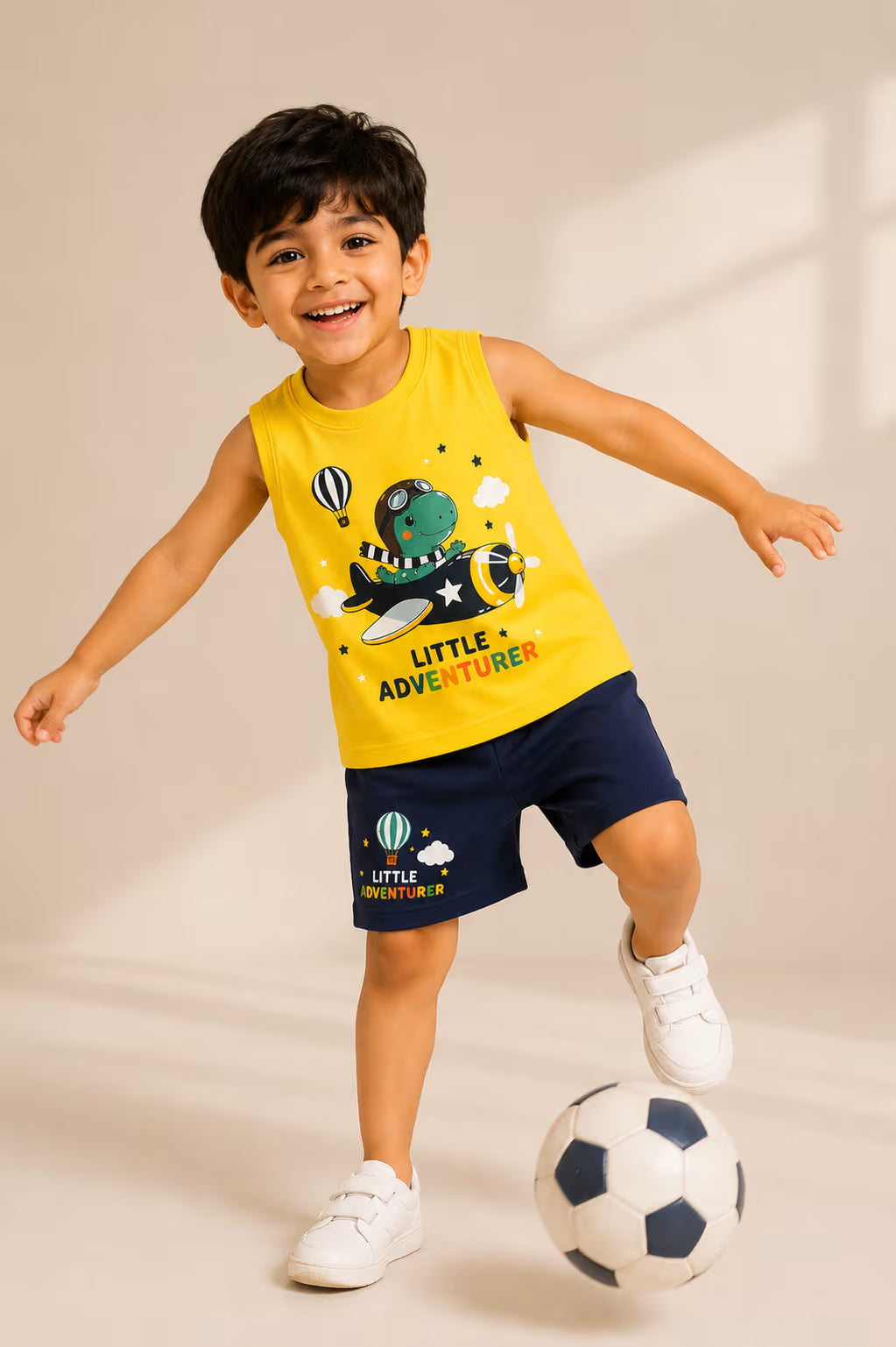 Yellow Dino Printed Co-Ord Set for Boys