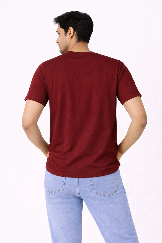 Men's Maroon 100% Cotton T-Shirt | 180 GSM Premium Regular Fit