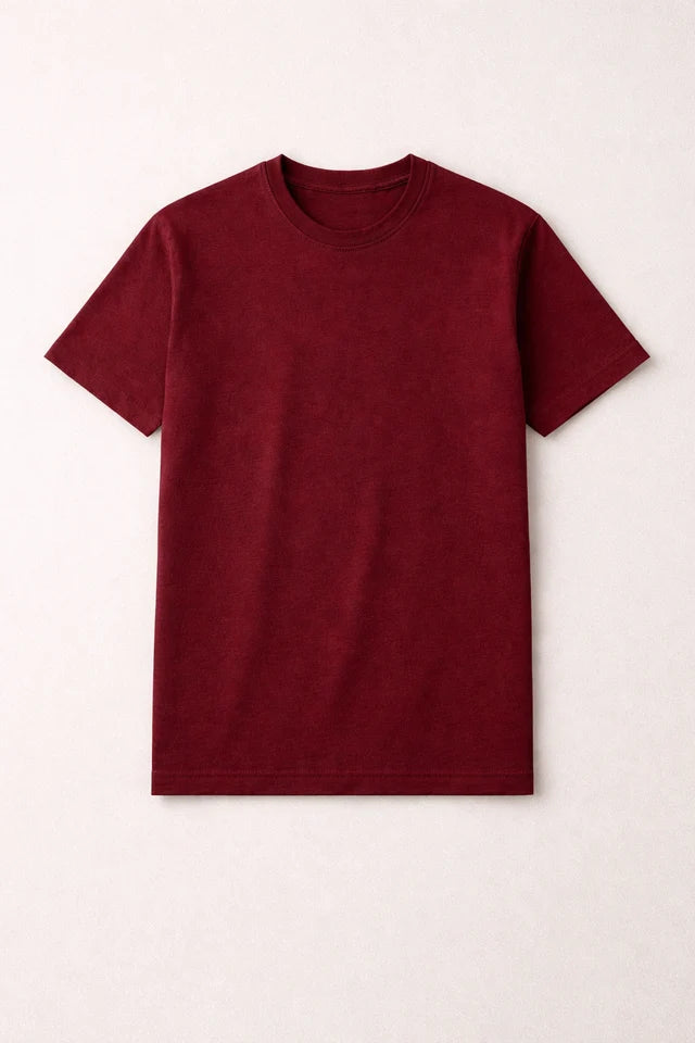 Men's Maroon 100% Cotton T-Shirt | 180 GSM Premium Regular Fit