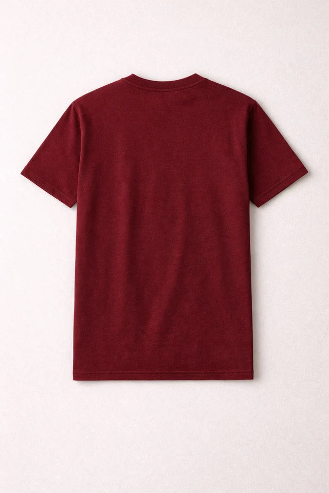 Men's Maroon 100% Cotton T-Shirt | 180 GSM Premium Regular Fit