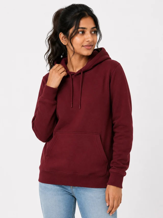 Women's Premium Cotton Hoodie – Maroon | Stylish Women's Hoodie