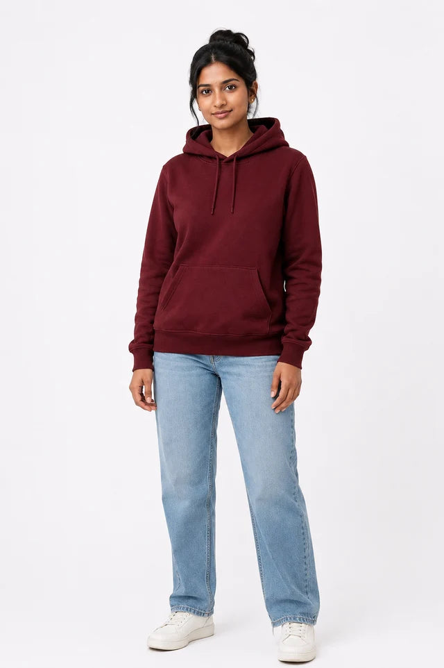 Women's Premium Cotton Hoodie – Maroon | Stylish Women's Hoodie