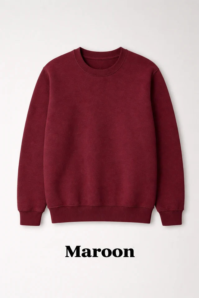 Men's Premium Cotton Crewneck Sweatshirt – Maroon | Stylish Men's Sweatshirt