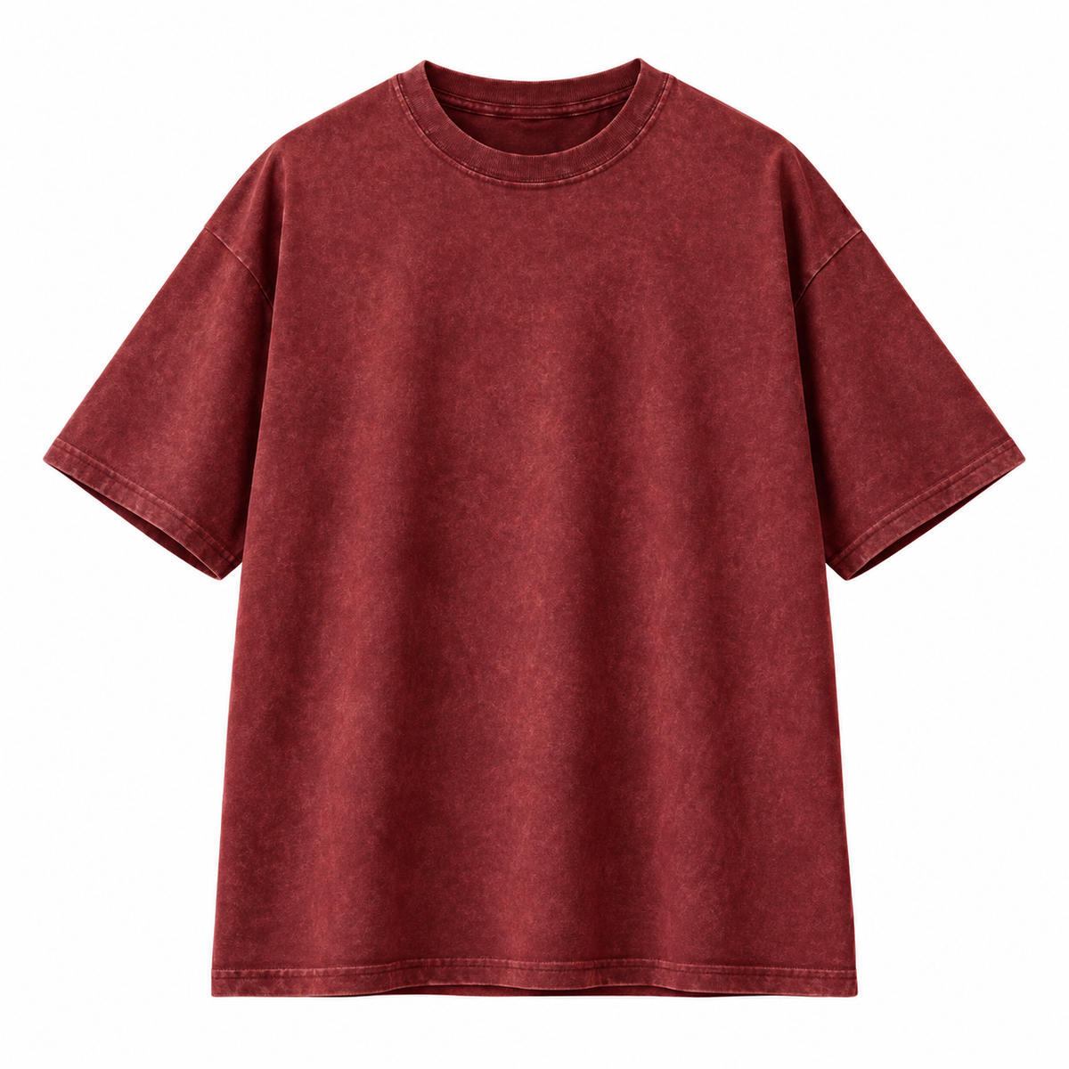 Men's Red Acid Wash 240 GSM 100% Cotton French Terry Oversized T-Shirt