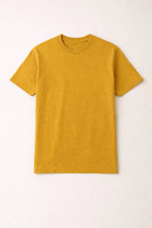 Men's Mustard Yellow 100% Cotton T-Shirt | 180 GSM Premium Regular Fit