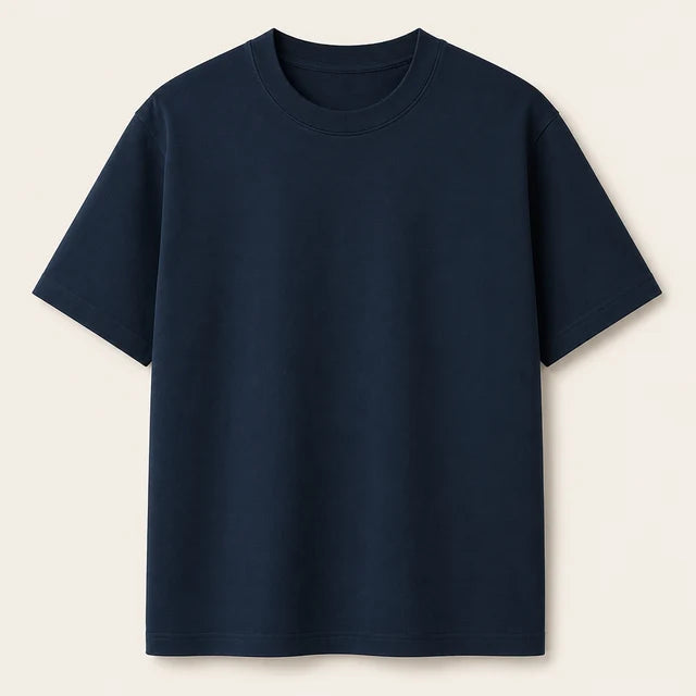 Men's Navy Blue 240 GSM 100% Cotton French Terry Oversized T-Shirt